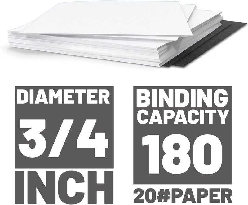 TOTiyea 50 Pack Double Loop Wire Binding Spines, 3/4 Inch Diameter, 2:1 Pitch,21-Loop, Black, 180 Sheets Capacity, Letter Size - Image 3